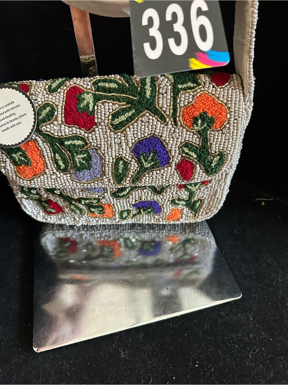 Studio 12 #336 Beaded Floral Women's Shoulder Bag in Multicolor